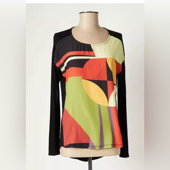 Desigual By Lacroix Black Geometric Shirt Pullover Blouse - Picture 2 of 3